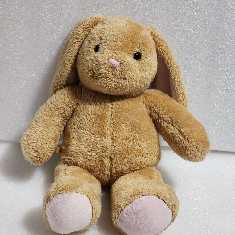 Build a Bear BUNNY RABBIT Beige Tan 2013 Plush Pink Feet Easter 14"